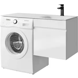 ПОДВЕСНАЯ ТУМБА AQWELLA ПОД СТИРАЛЬНУЮ МАШИНУ С ОДНИМ ЯЩИКОМ 115 СМ, БЕЛЫЙ С УМЫВАЛЬНИКОМ