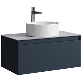 ПОДВЕСНАЯ ТУМБА AQWELLA С ОДНИМ ЯЩИКОМ 81 СМ, СЕРЫЙ СО СТОЛЕШНИЦЕЙ СЕРЫЙ КАМЕНЬ И НАКЛАДНЫМ УМЫВАЛЬНИКОМ 