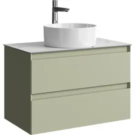ПОДВЕСНАЯ ТУМБА AQWELLA С ДВУМЯ ЯЩИКАМИ 81 СМ, ЗЕЛЕНЫЙ ШАЛФЕЙ СО СТОЛЕШНИЦЕЙ МРАМОР БЕЛЫЙ И НАКЛАДНЫМ УМЫВАЛЬНИКОМ 
