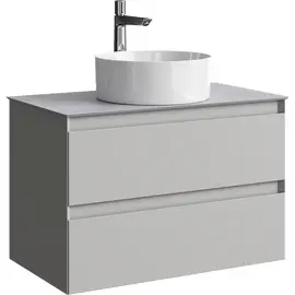 ПОДВЕСНАЯ ТУМБА AQWELLA С ДВУМЯ ЯЩИКАМИ 81 СМ, СЕРЫЙ ТУМАН СО СТОЛЕШНИЦЕЙ СЕРЫЙ КАМЕНЬ И НАКЛАДНЫМ УМЫВАЛЬНИКОМ 
