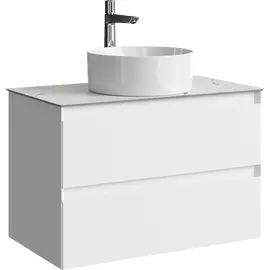 ПОДВЕСНАЯ ТУМБА AQWELLA С ДВУМЯ ЯЩИКАМИ 81 СМ, БЕЛЫЙ СО СТОЛЕШНИЦЕЙ МРАМОР БЕЛЫЙ И НАКЛАДНЫМ УМЫВАЛЬНИКОМ 