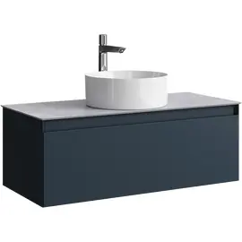 ПОДВЕСНАЯ ТУМБА AQWELLA С ОДНИМ ЯЩИКОМ 100 СМ, СЕРЫЙ СО СТОЛЕШНИЦЕЙ СЕРЫЙ КАМЕНЬ И НАКЛАДНЫМ УМЫВАЛЬНИКОМ 