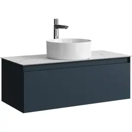 ПОДВЕСНАЯ ТУМБА AQWELLA С ОДНИМ ЯЩИКОМ 100 СМ, СЕРЫЙ СО СТОЛЕШНИЦЕЙ МРАМОР БЕЛЫЙ И НАКЛАДНЫМ УМЫВАЛЬНИКОМ 