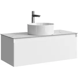 ПОДВЕСНАЯ ТУМБА AQWELLA С ОДНИМ ЯЩИКОМ 100 СМ, БЕЛЫЙ СО СТОЛЕШНИЦЕЙ МРАМОР БЕЛЫЙ И НАКЛАДНЫМ УМЫВАЛЬНИКОМ 