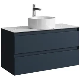 ПОДВЕСНАЯ ТУМБА AQWELLA С ДВУМЯ ЯЩИКАМИ 100 СМ, СЕРЫЙ СО СТОЛЕШНИЦЕЙ МРАМОР БЕЛЫЙ И НАКЛАДНЫМ УМЫВАЛЬНИКОМ 