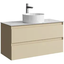 ПОДВЕСНАЯ ТУМБА AQWELLA С ДВУМЯ ЯЩИКАМИ 100 СМ, МОРСКАЯ ДЮНА СО СТОЛЕШНИЦЕЙ МРАМОР БЕЛЫЙ И НАКЛАДНЫМ УМЫВАЛЬНИКОМ 