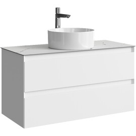 ПОДВЕСНАЯ ТУМБА AQWELLA С ДВУМЯ ЯЩИКАМИ 100 СМ, БЕЛЫЙ СО СТОЛЕШНИЦЕЙ МРАМОР БЕЛЫЙ И НАКЛАДНЫМ УМЫВАЛЬНИКОМ 