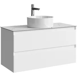 ПОДВЕСНАЯ ТУМБА AQWELLA С ДВУМЯ ЯЩИКАМИ 100 СМ, БЕЛЫЙ СО СТОЛЕШНИЦЕЙ МРАМОР БЕЛЫЙ И НАКЛАДНЫМ УМЫВАЛЬНИКОМ 