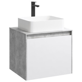 ПОДВЕСНАЯ ТУМБА AQWELLA 60 СМ С ДВУМЯ ЯЩИКАМИ, БЕТОН СВЕТЛЫЙ/БЕЛЫЙ, С УМЫВАЛЬНИКОМ