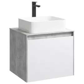 ПОДВЕСНАЯ ТУМБА AQWELLA 60 СМ С ДВУМЯ ЯЩИКАМИ, БЕТОН СВЕТЛЫЙ/БЕЛЫЙ, С УМЫВАЛЬНИКОМ
