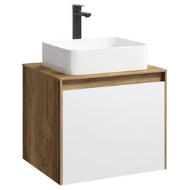 ПОДВЕСНАЯ ТУМБА AQWELLA 60 СМ С ДВУМЯ ЯЩИКАМИ, ДУБ БАЛТИЙСКИЙ/БЕЛЫЙ, С УМЫВАЛЬНИКОМ