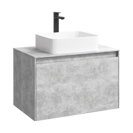 ПОДВЕСНАЯ ТУМБА AQWELLA 80 СМ С ДВУМЯ ЯЩИКАМИ, БЕТОН СВЕТЛЫЙ, С УМЫВАЛЬНИКОМ
