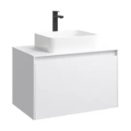 ПОДВЕСНАЯ ТУМБА AQWELLA 80 СМ С ДВУМЯ ЯЩИКАМИ, БЕЛЫЙ, С УМЫВАЛЬНИКОМ