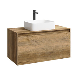 ПОДВЕСНАЯ ТУМБА AQWELLA 100 СМ С ДВУМЯ ЯЩИКАМИ, ДУБ БАЛТИЙСКИЙ, С УМЫВАЛЬНИКОМ