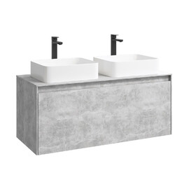 ПОДВЕСНАЯ ТУМБА AQWELLA 120 СМ С ДВУМЯ ЯЩИКАМИ, БЕТОН СВЕТЛЫЙ, С УМЫВАЛЬНИКОМ