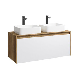 ПОДВЕСНАЯ ТУМБА AQWELLA 120 СМ С ДВУМЯ ЯЩИКАМИ, ДУБ БАЛТИЙСКИЙ/БЕЛЫЙ, С УМЫВАЛЬНИКОМ