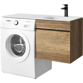 ПОДВЕСНАЯ ТУМБА AQWELLA ПОД СТИРАЛЬНУЮ МАШИНУ С ОДНИМ ЯЩИКОМ 115 СМ, ДУБ БАЛТИЙСКИЙ С УМЫВАЛЬНИКОМ