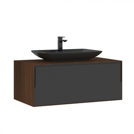 ТУМБА С РАКОВИНОЙ ORKA CRAFT 100 ПОДВЕСНАЯ, ОРЕХ/АНТРАЦИТ