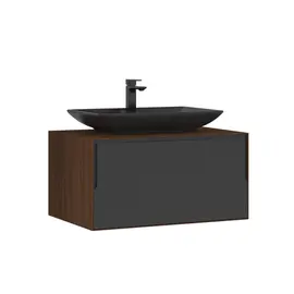 ТУМБА С РАКОВИНОЙ ORKA CRAFT 80 ПОДВЕСНАЯ, ОРЕХ/АНТРАЦИТ