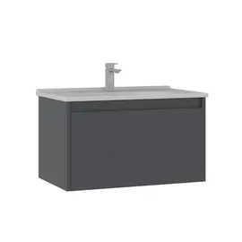 ТУМБА С РАКОВИНОЙ ORKA LIKYA 80 ПОДВЕСНАЯ, АНТРАЦИТ МАТОВЫЙ