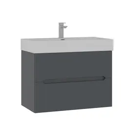 ТУМБА С РАКОВИНОЙ ORKA MALTA 80 ПОДВЕСНАЯ, АНТРАЦИТ МАТОВЫЙ