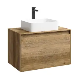 ПОДВЕСНАЯ ТУМБА AQWELLA 80 СМ С ДВУМЯ ЯЩИКАМИ, ДУБ БАЛТИЙСКИЙ, С УМЫВАЛЬНИКОМ