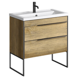 НАПОЛЬНАЯ ТУМБА AQWELLA, ДУБ БАЛТИЙСКИЙ С ДВУМЯ ЯЩИКАМИ С УМЫВАЛЬНИКОМ