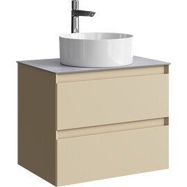 ПОДВЕСНАЯ ТУМБА AQWELLA С ДВУМЯ ЯЩИКАМИ 65 СМ, МОРСКАЯ ДЮНА СО СТОЛЕШНИЦЕЙ СЕРЫЙ КАМЕНЬ И НАКЛАДНЫМ УМЫВАЛЬНИКОМ 