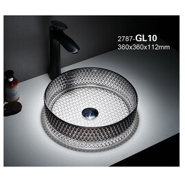 РАКОВИНА CERAMALUX GL10 СТЕКЛО БЕЛЫЙ-ГРАФИТ