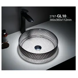 РАКОВИНА CERAMALUX GL10 СТЕКЛО БЕЛЫЙ-ГРАФИТ