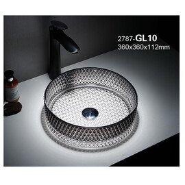 РАКОВИНА CERAMALUX GL10 СТЕКЛО БЕЛЫЙ-ГРАФИТ