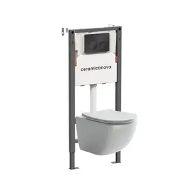 КОМПЛЕКТ ПОДВЕСНОЙ УНИТАЗ CERAMICANOVA FORMA RIMLESS + СИСТЕМА ИНСТАЛЛЯЦИИ BALANCE КНОПКА CIRCLE, ЧЕРНЫЙ МАТОВЫЙ