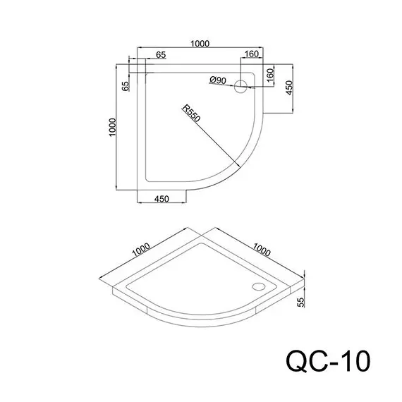 ДУШЕВОЙ ПОДДОН BLACK & WHITE STELLAR WIND SLIM LINE QC-10 55 ММ