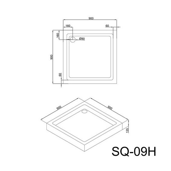 ДУШЕВОЙ ПОДДОН BLACK & WHITE STELLAR WIND EASY PLUMB SQ-09H 135 ММ