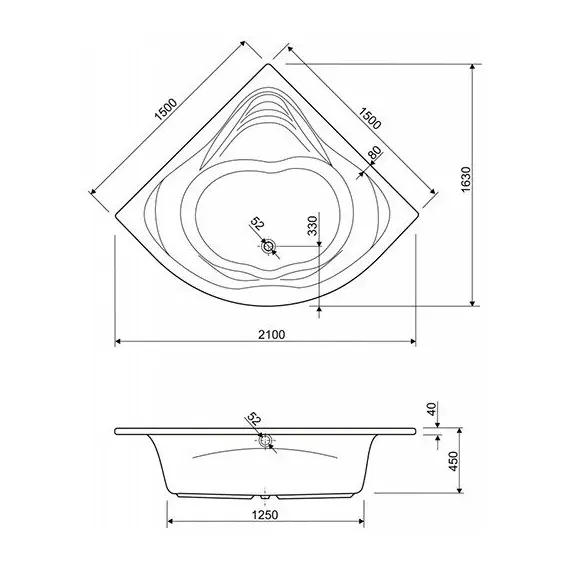 АКРИЛОВАЯ ВАННА CEZARES CETINA 150X150