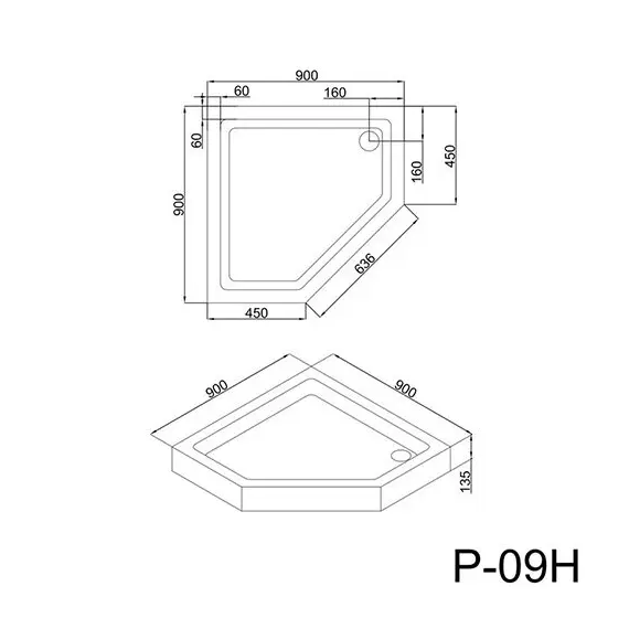 ДУШЕВОЙ ПОДДОН BLACK & WHITE STELLAR WIND EASY PLUMB P-09H 135 ММ