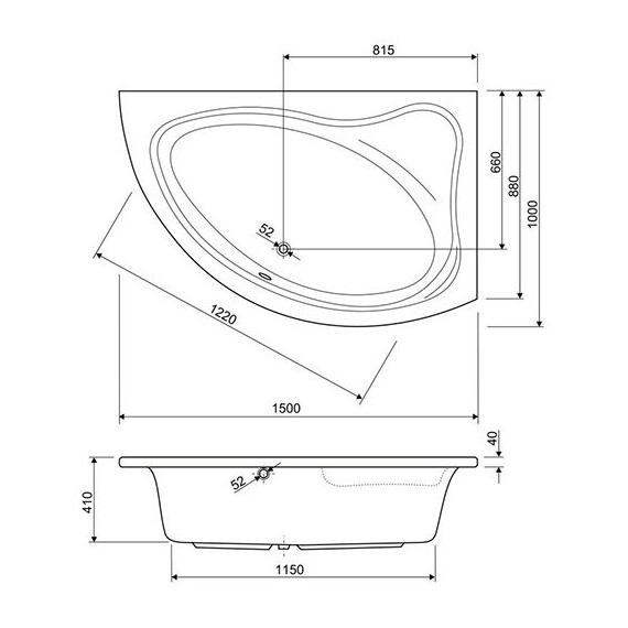 АКРИЛОВАЯ ВАННА CEZARES TEBE 150X100 L/R АКРИЛОВАЯ ВАННА CEZARES TEBE 150X100 L/R