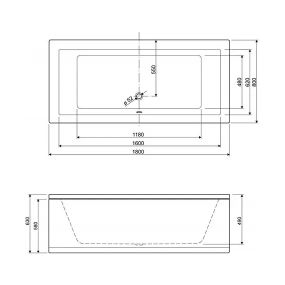 АКРИЛОВАЯ ВАННА CEZARES PLANE 180X80