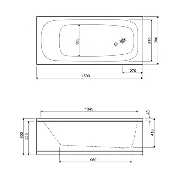 АКРИЛОВАЯ ВАННА CEZARES ECO 150X70