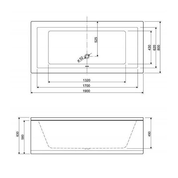 АКРИЛОВАЯ ВАННА CEZARES PLANE 190X80 АКРИЛОВАЯ ВАННА CEZARES PLANE 190X80