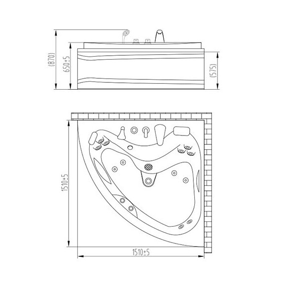 АКРИЛОВАЯ ГИДРОМАССАЖНАЯ ВАННА ORANS BT6012X