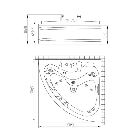 АКРИЛОВАЯ ГИДРОМАССАЖНАЯ ВАННА ORANS BT6012X