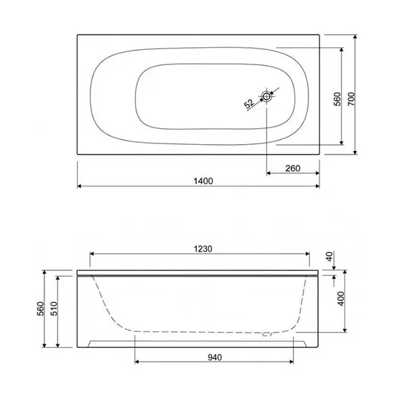 АКРИЛОВАЯ ВАННА CEZARES ECO 140X70