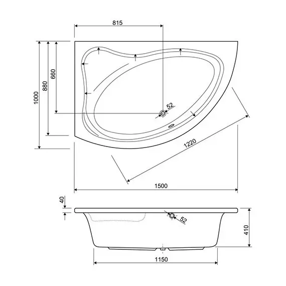 АКРИЛОВАЯ ВАННА CEZARES TEBE 150X100 L/R