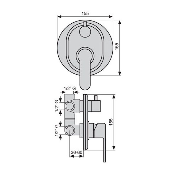 СМЕСИТЕЛЬ ДЛЯ ДУША С ДЕВИАТОРОМ EMMEVI NEFER CR77029