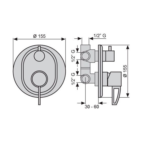 СМЕСИТЕЛЬ ДЛЯ ДУША С ДЕВИАТОРОМ EMMEVI MINU CR83029LA