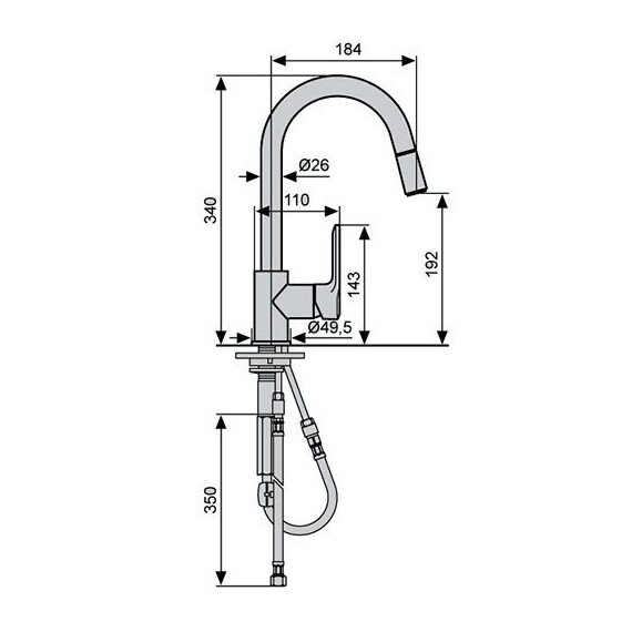 СМЕСИТЕЛЬ С ВЫДВИЖНЫМ ИЗЛИВОМ ДЛЯ КУХНИ EMMEVI NEFER CR77066