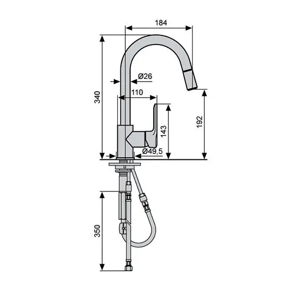 СМЕСИТЕЛЬ С ВЫДВИЖНЫМ ИЗЛИВОМ ДЛЯ КУХНИ EMMEVI NEFER CR77066
