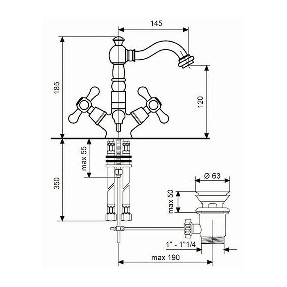 СМЕСИТЕЛЬ ДЛЯ РАКОВИНЫ EMMEVI DECO OLD 12615 СМЕСИТЕЛЬ ДЛЯ РАКОВИНЫ EMMEVI DECO OLD 12615