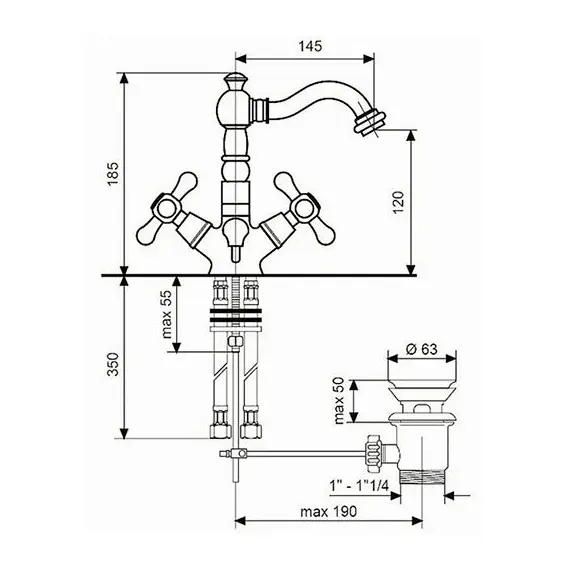 СМЕСИТЕЛЬ ДЛЯ РАКОВИНЫ EMMEVI DECO OLD 12615
